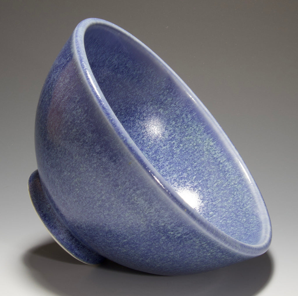 Bowl - Blue Glaze - Porcelain Clay - Handmade on Pottery Wheel