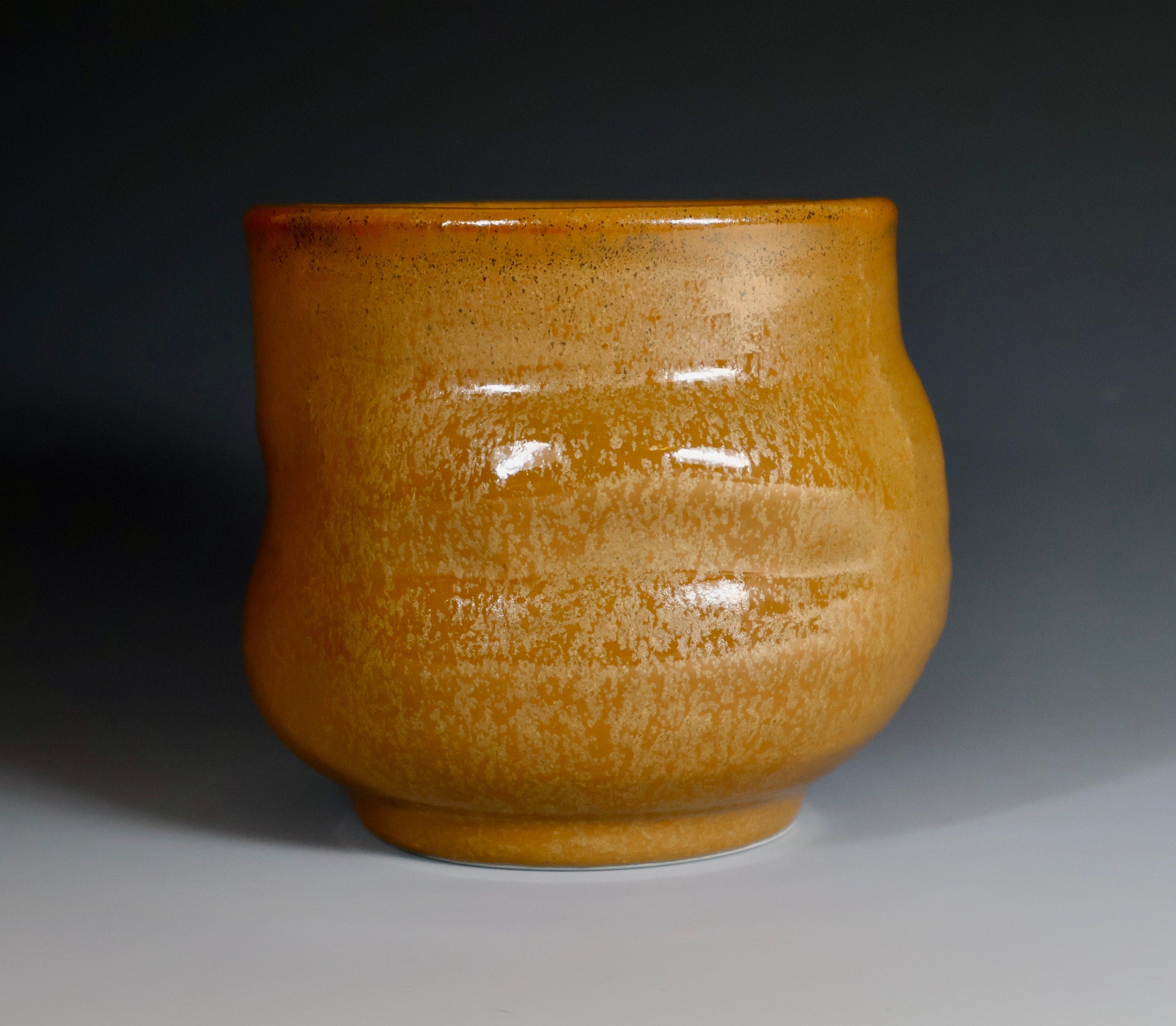 Tea Bowl - Made with Porcelain Clay - Aveturine Caramel Glaze