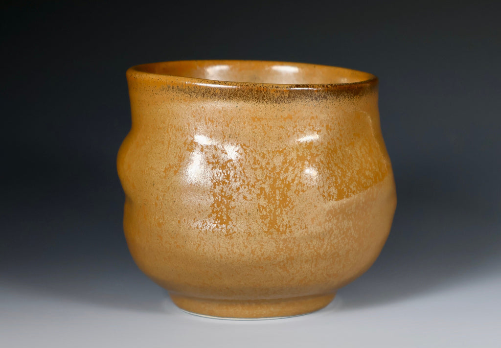 Tea Bowl - Made with Porcelain Clay - Aveturine Caramel Glaze